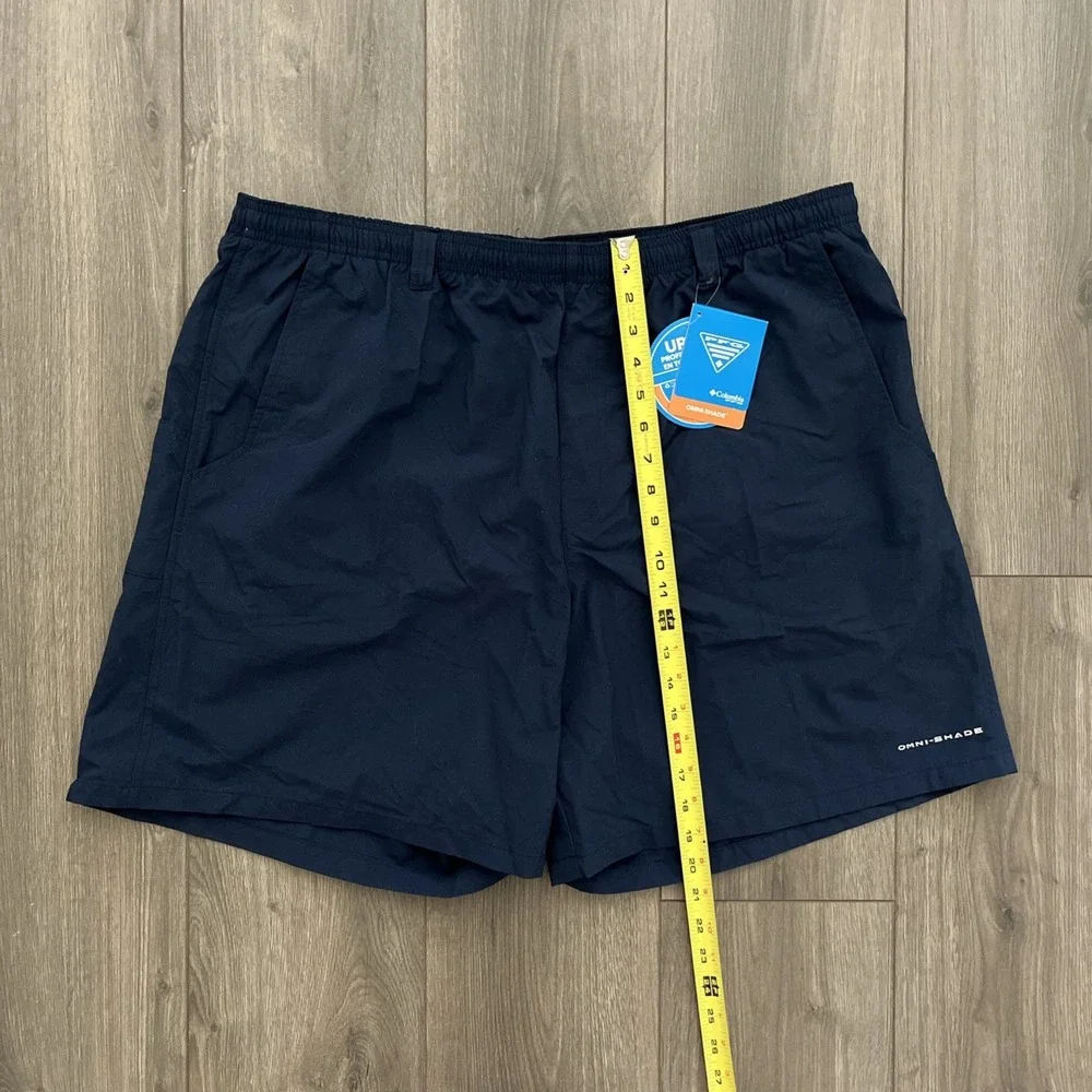 Columbia Omni Shade UPF 50 Swim Trunks Mens 2XL Navy Blue Pockets Lined NWT